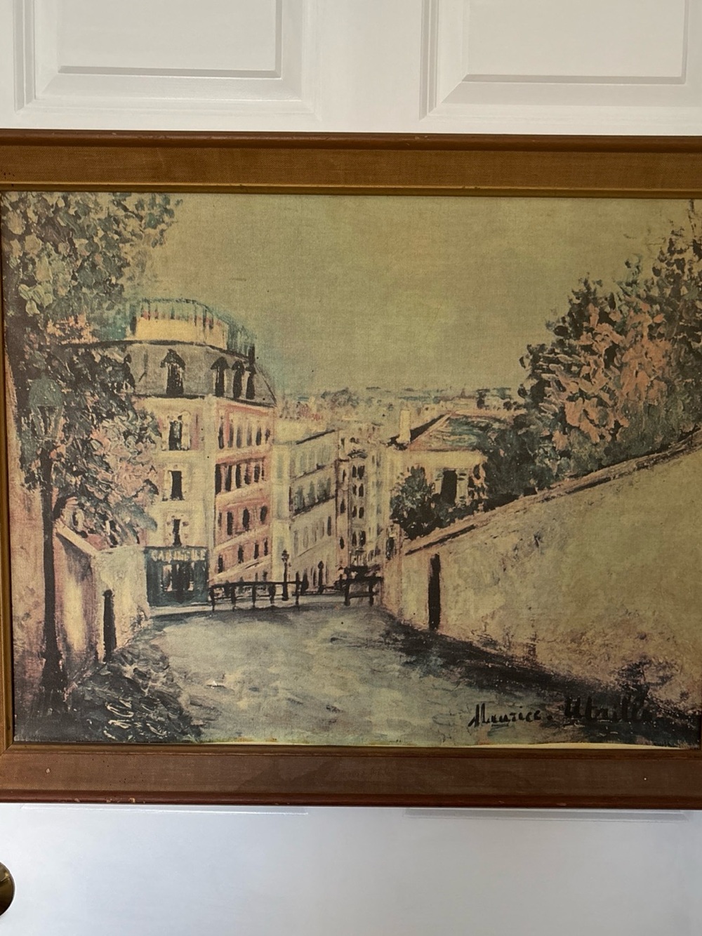 Rue Du Mont Paint On Canvas French Artist Maurice Utrillo (1883-1955) Signed